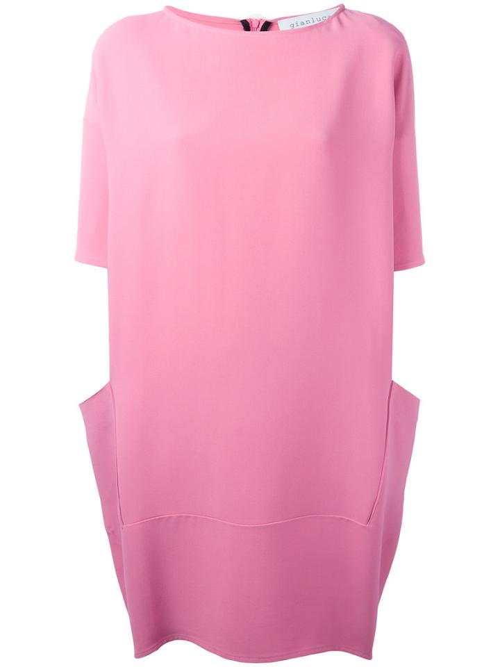 Gianluca Capannolo Draped Back Shift Dress, Women's, Size: 44, Pink/purple, Viscose/acetate