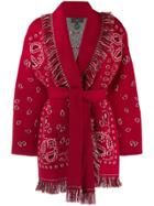 Alanui Bandana Motif Fringed Cardigan - Red