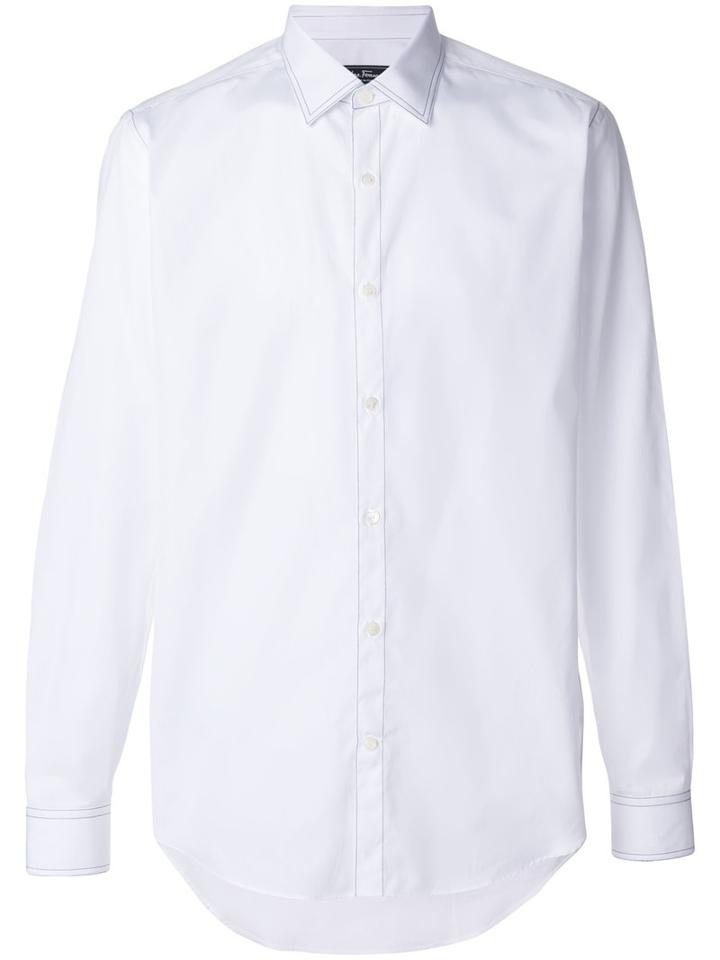 Salvatore Ferragamo - Black Stitch Shirt - Men - Cotton - L, White, Cotton