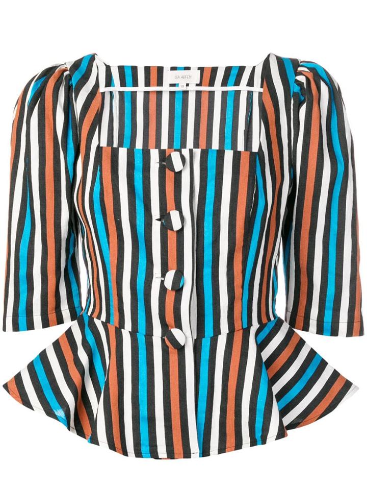 Isa Arfen Striped Peplum Top - Blue
