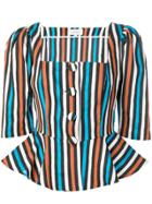 Isa Arfen Striped Peplum Top - Blue