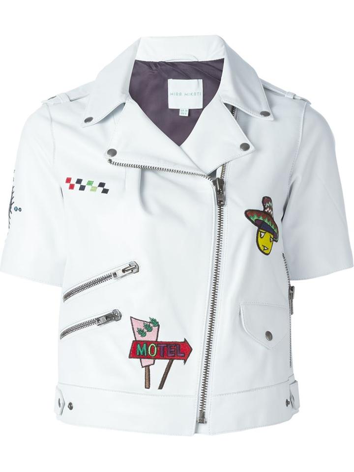 Mira Mikati Patch Detail Short Sleeve Biker Jacket