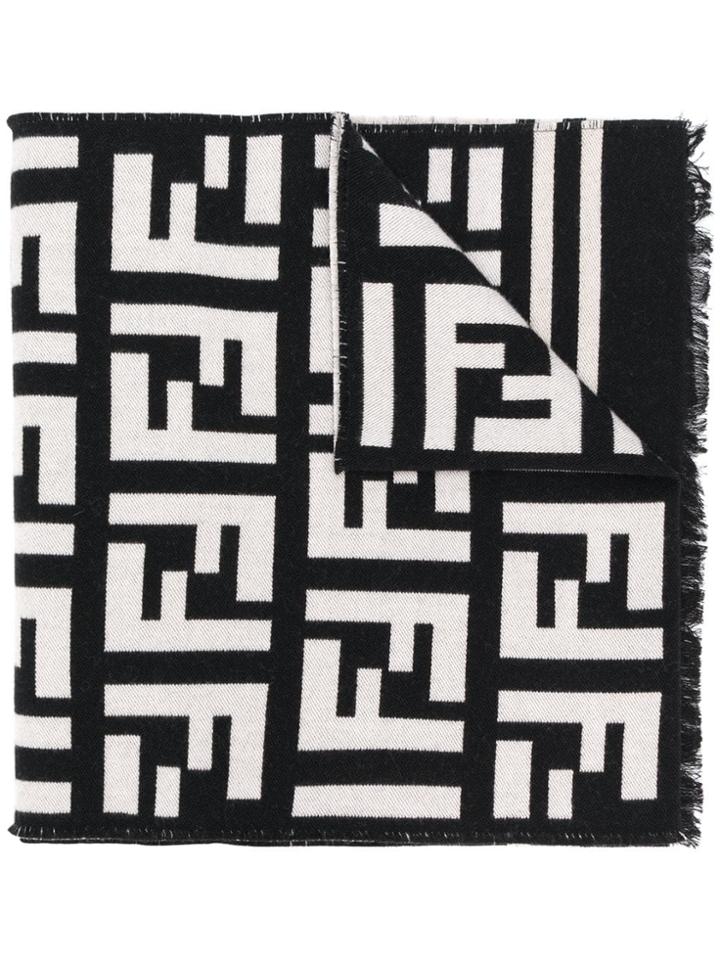 Fendi Ff Logo Mosaic Scarf - Black