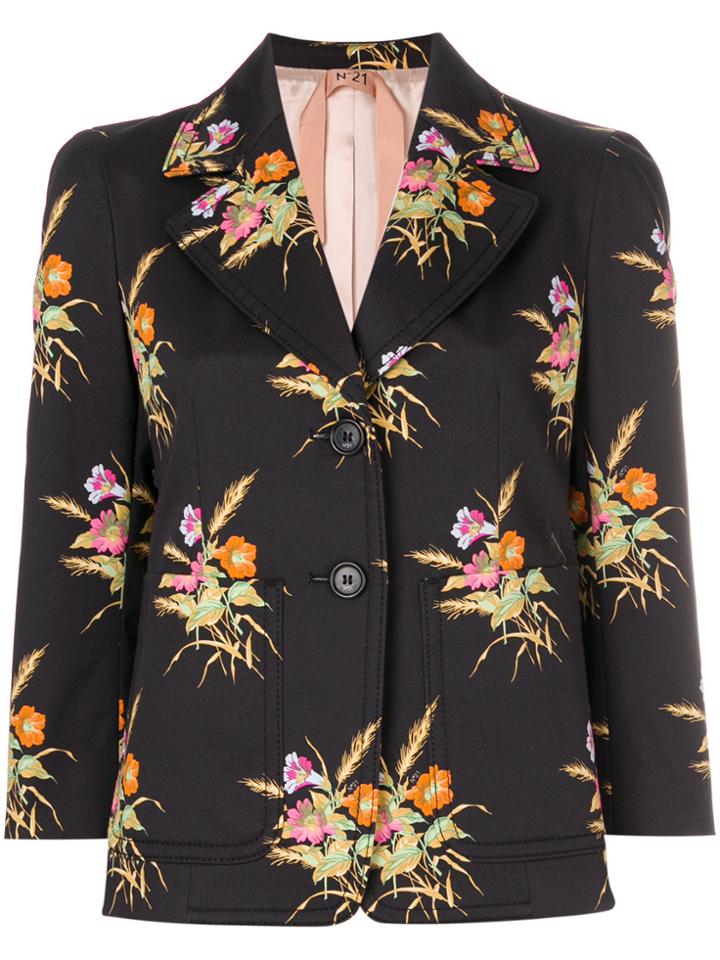 No21 Floral Print Jacket - Black