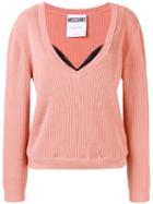 Moschino Layered Ribbed Knit Sweater - Pink