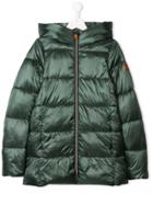 Save The Duck Kids Padded Logo Hooded Coat - Green