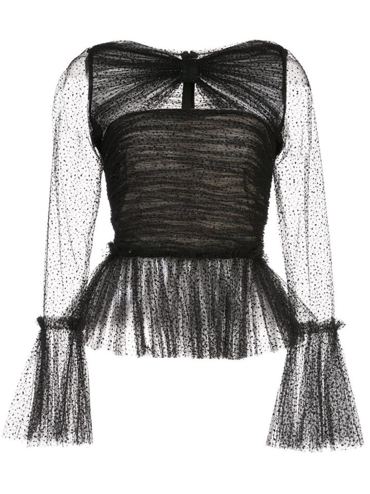 Khaite Sheer Peplum Blouse - Black