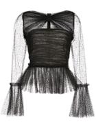 Khaite Sheer Peplum Blouse - Black