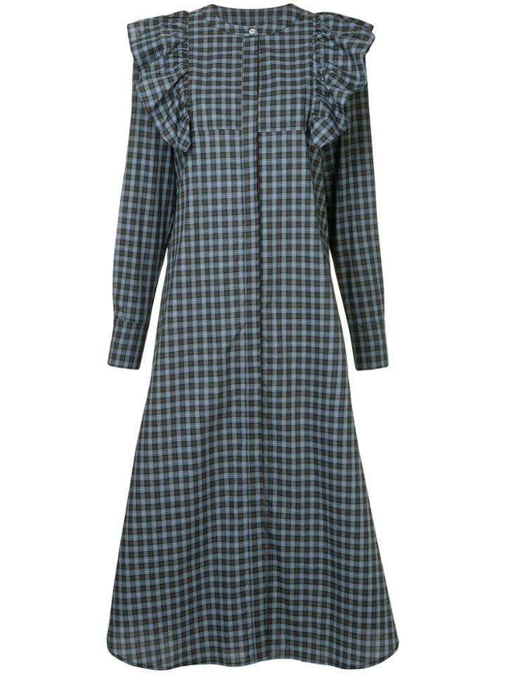 Macgraw Signal Ruffle Plaid Dress - Blue