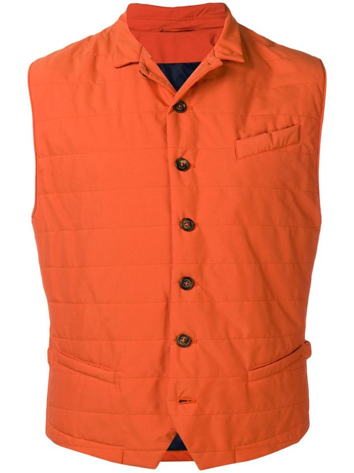 Eleventy Button Padded Vest - Yellow & Orange