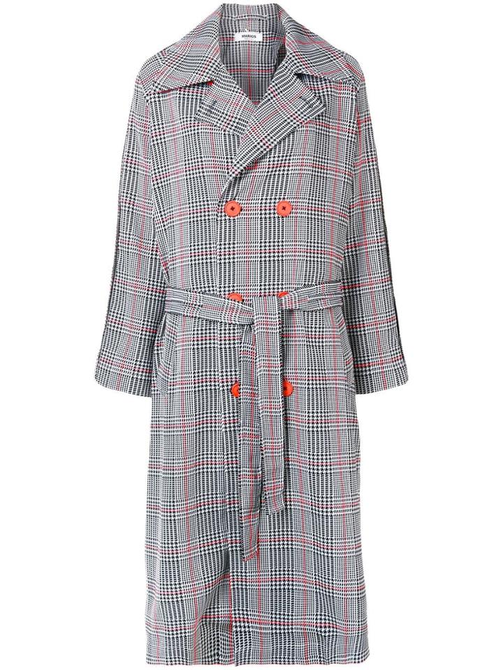 Marios Double-breasted Tartan Coat - Grey