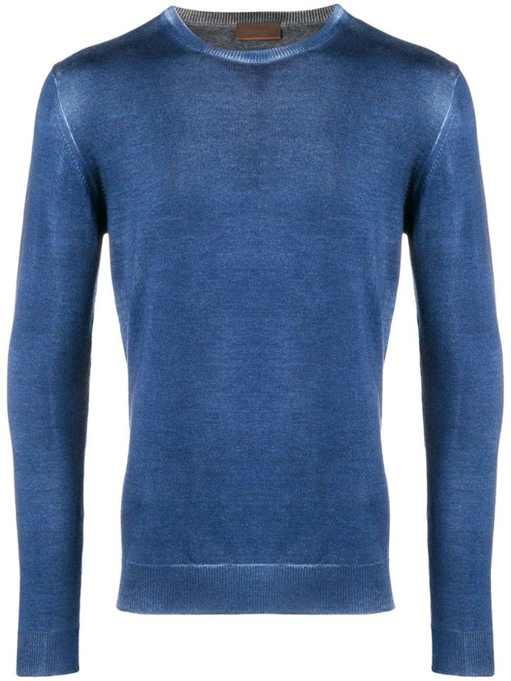 Altea Washed-effect Fitted Sweater - Blue
