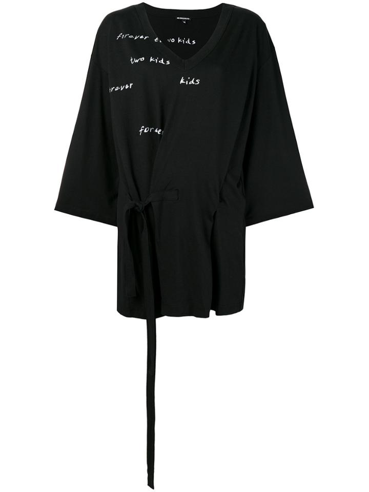 Ann Demeulemeester Printed Drawstring Waist Dress - Black