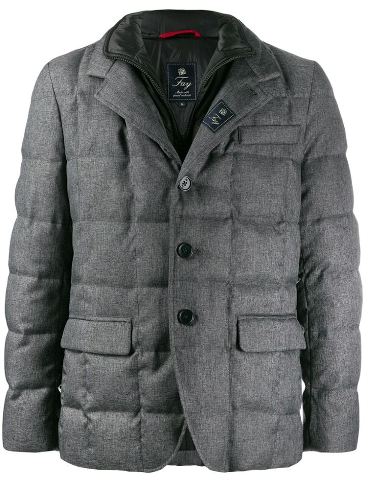 Fay Button-up Padded Jacket - Grey