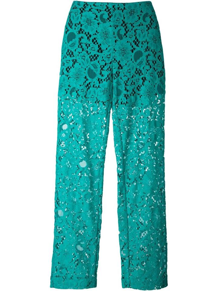 Msgm Semi-sheer Lace Trousers, Women's, Size: 40, Green, Polyester/polyamide/cotton