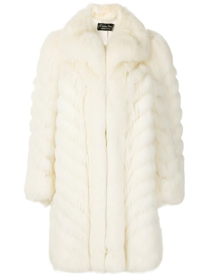 Christian Dior Vintage 1980's Fox Fur Coat - White