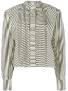 Loewe Mandarin Neck Striped Shirt, Women's, Size: 38, Black, Cotton
