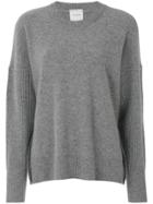 Fine Edge Ribbed Sleeve Jumper - Grey