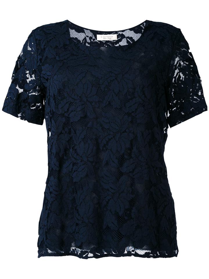 D.exterior - Embroidered Blouse - Women - Cotton/polyamide/viscose - Xxl, Blue, Cotton/polyamide/viscose
