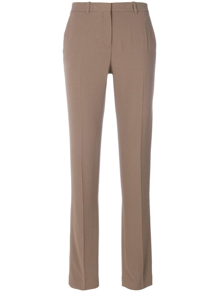 Theory - Fitted Tailored Trousers - Women - Acetate/viscose Crepe - 0, Brown, Acetate/viscose Crepe