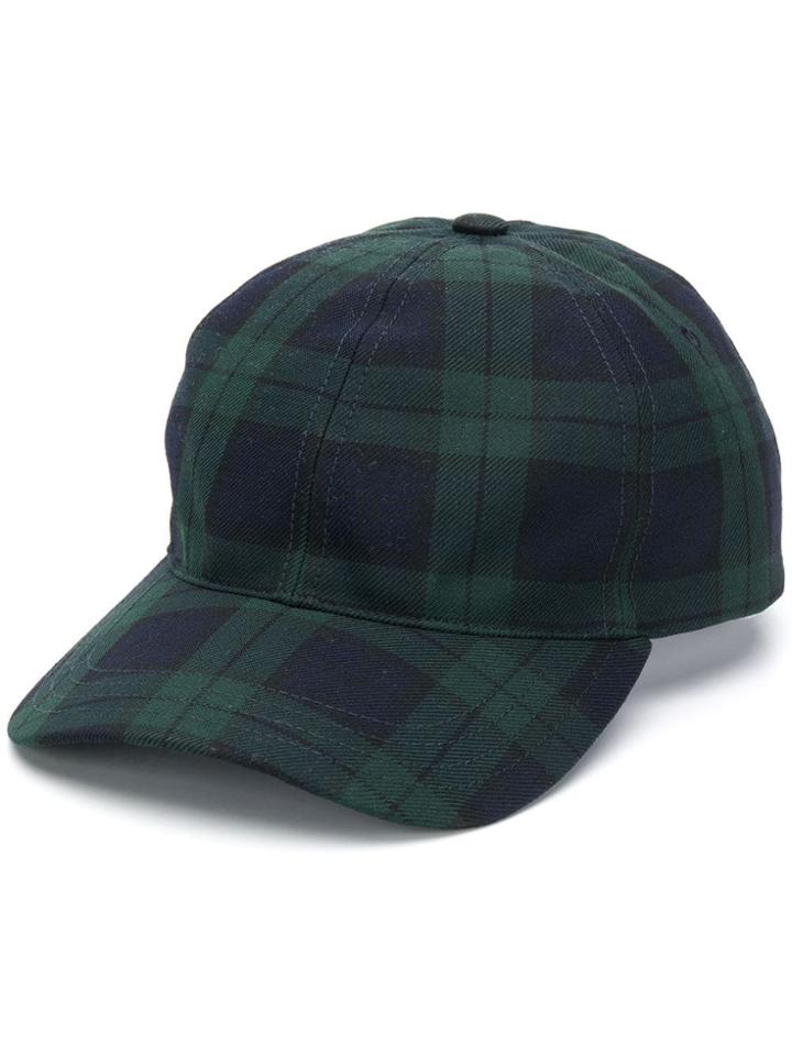 A.p.c. Tartan Print Baseball Cap - Green