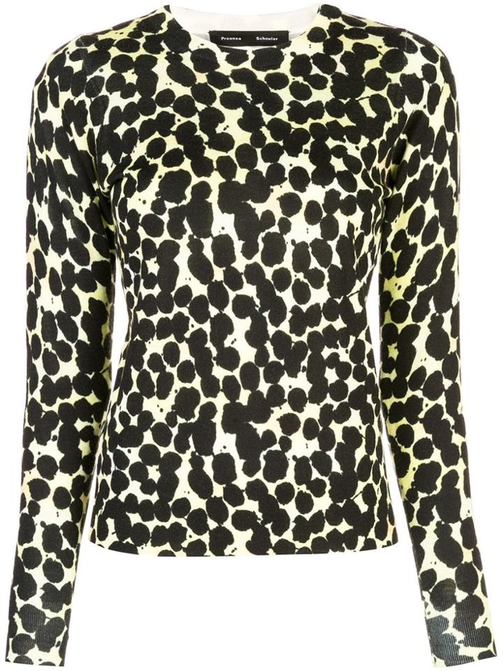 Proenza Schouler Printed Dot Merino Crewneck Top - Yellow