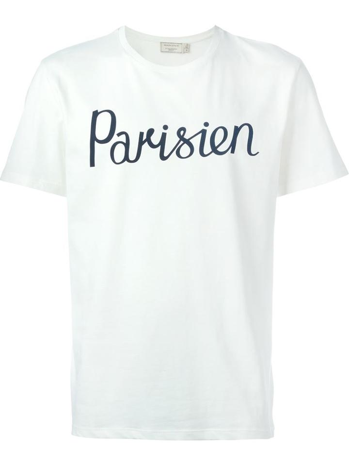 Maison Kitsuné Parisien Print T-shirt, Men's, Size: Xxl, White, Cotton