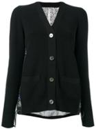 Sacai Crochet Print Eyelet Lace Back Cardigan, Women's, Size: 2, Black, Cotton/polyester