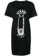 Versus Safety Pin Print T-shirt Dress - Black