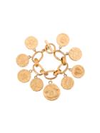 Chanel Vintage Cc Logo Medallion Charm Chain Bracelet - Metallic