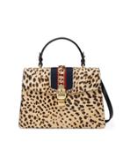 Gucci Sylvie Leopard Print Top Handle Bag - Nude & Neutrals