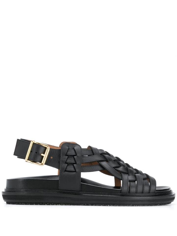 Marni Intrecciato Leather Sandals - Black