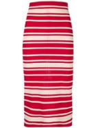 Prada Striped Rib Knit Midi Skirt - Red