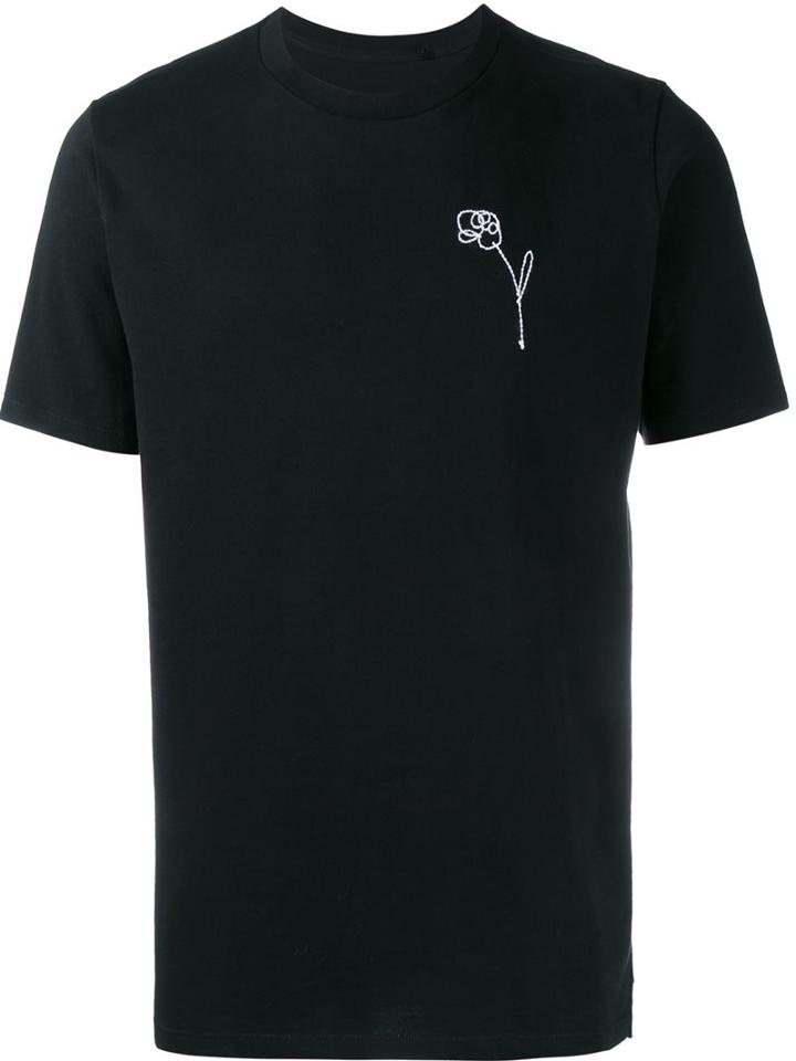 Rag & Bone Embroidered Flower T-shirt, Men's, Size: Large, Black, Cotton