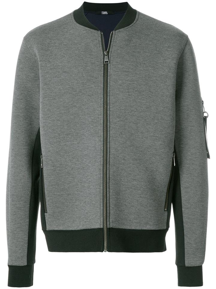 Karl Lagerfeld Neoprene Bomber Jacket - Grey