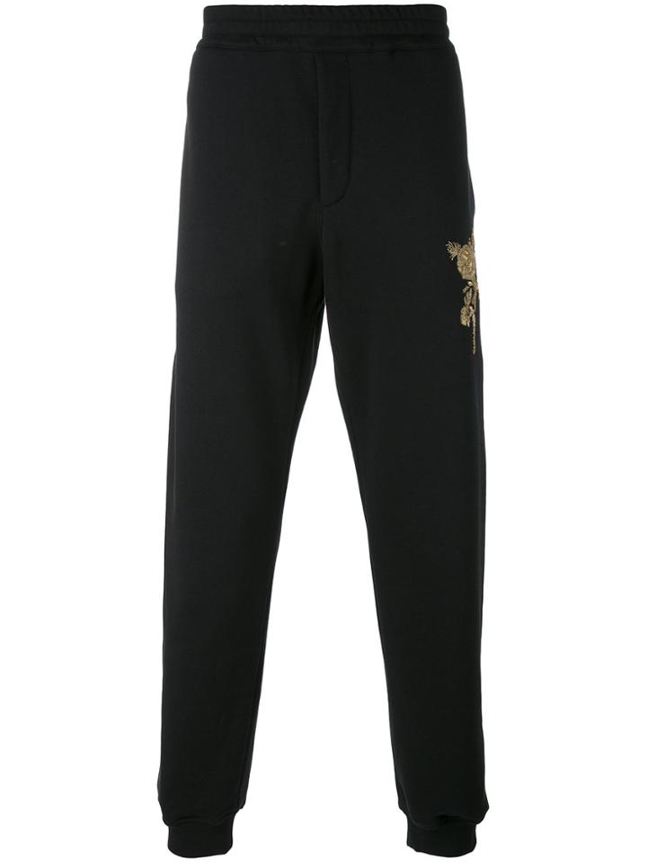 Alexander Mcqueen Embroidered Track Trousers - Black