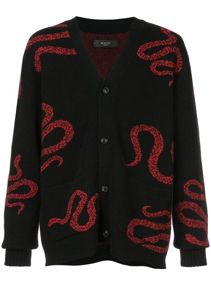 Amiri Snake Embroidered Cardigan - Black
