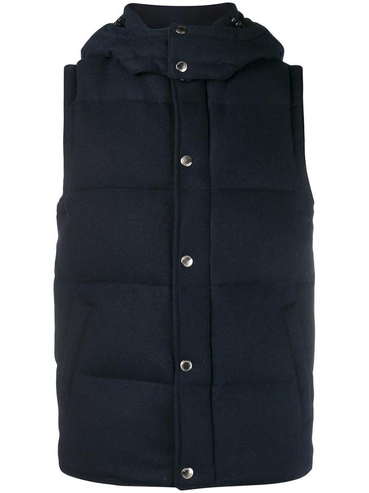Sophnet. Wool Down Vest, Men's, Size: Medium, Blue, Wool/polyester/nylon/feather Down