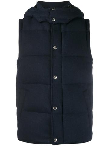 Sophnet. Wool Down Vest, Men's, Size: Medium, Blue, Wool/polyester/nylon/feather Down