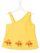 Msgm Kids Embroidered Flower Blouse, Girl's, Size: 14 Yrs, Yellow/orange