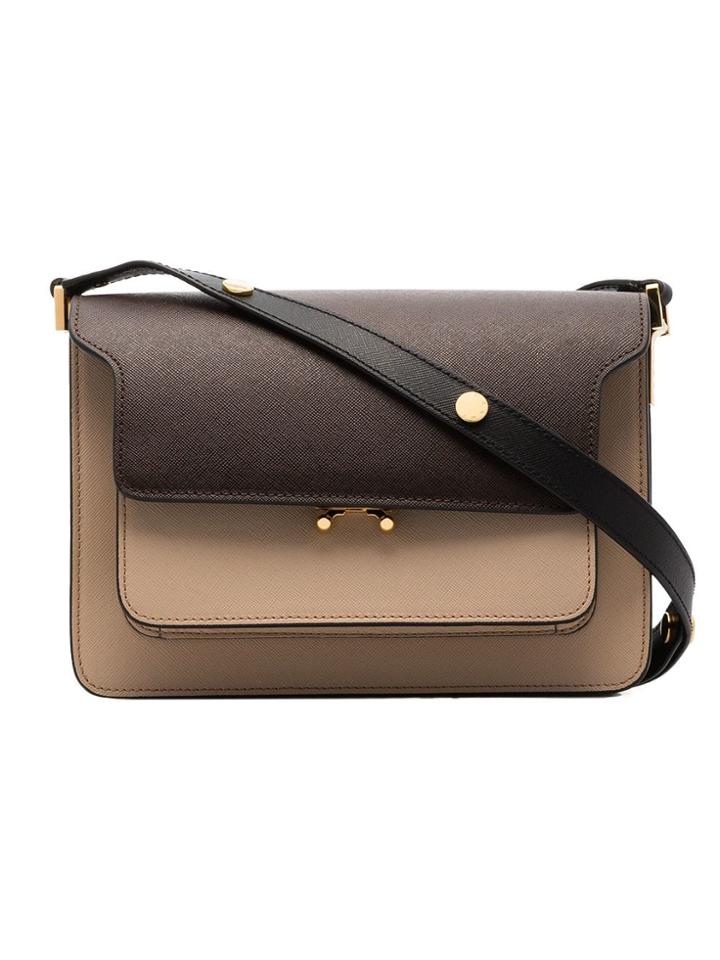 Marni Brown And Beige Trunk Leather Shoulder Bag