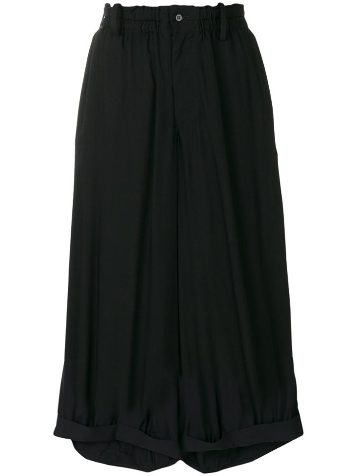 Yohji Yamamoto Gathered Wide Leg Culottes - Black
