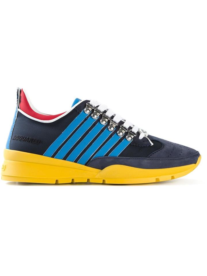 Dsquared2 Appliqué Stripe Sneakers - Blue