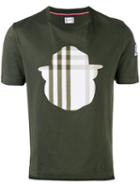Moncler Gamme Bleu Check Motif T-shirt, Men's, Size: Small, Green, Cotton/acrylic Acid Polymer