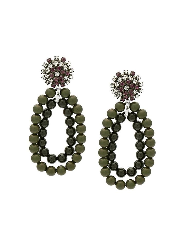 Marni Beaded Strass Clip-on Earrings, Women's, Green