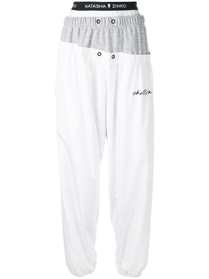 Natasha Zinko Contrast Waistband Trousers - White