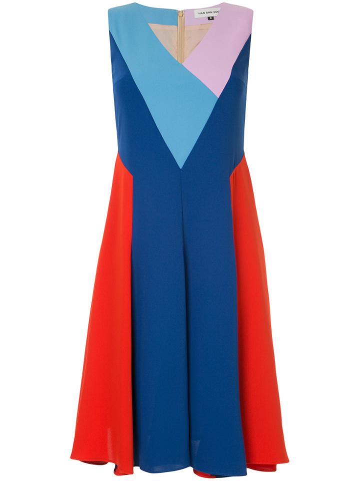 Han Ahn Soon Flared V-neck Dress - Blue
