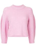 Tibi Puff Sleeve Cropped Sweater - Pink