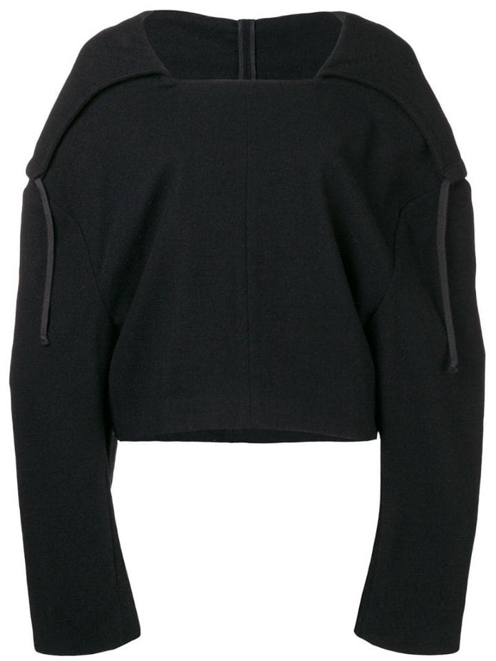 Comme Des Garçons Pre-owned 1996 Hooded Cropped Jumper - Black
