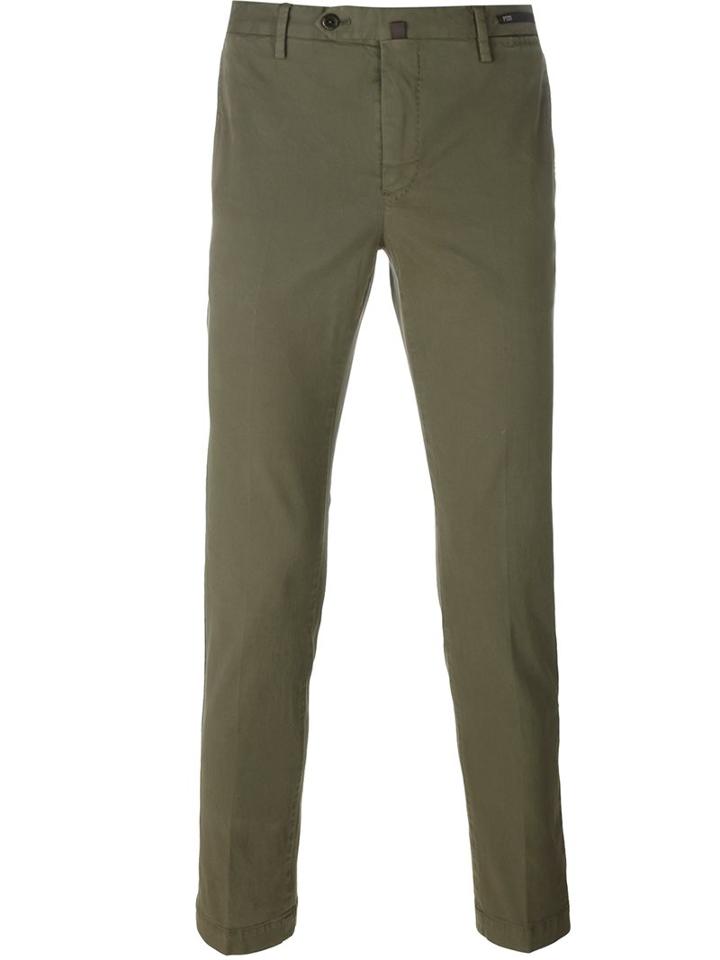 Pt01 Slim-fit Chinos, Men's, Size: 56, Green, Cotton/spandex/elastane